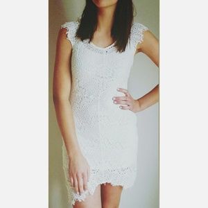 Anthropologie White Lace Mini Dress by Dulcie